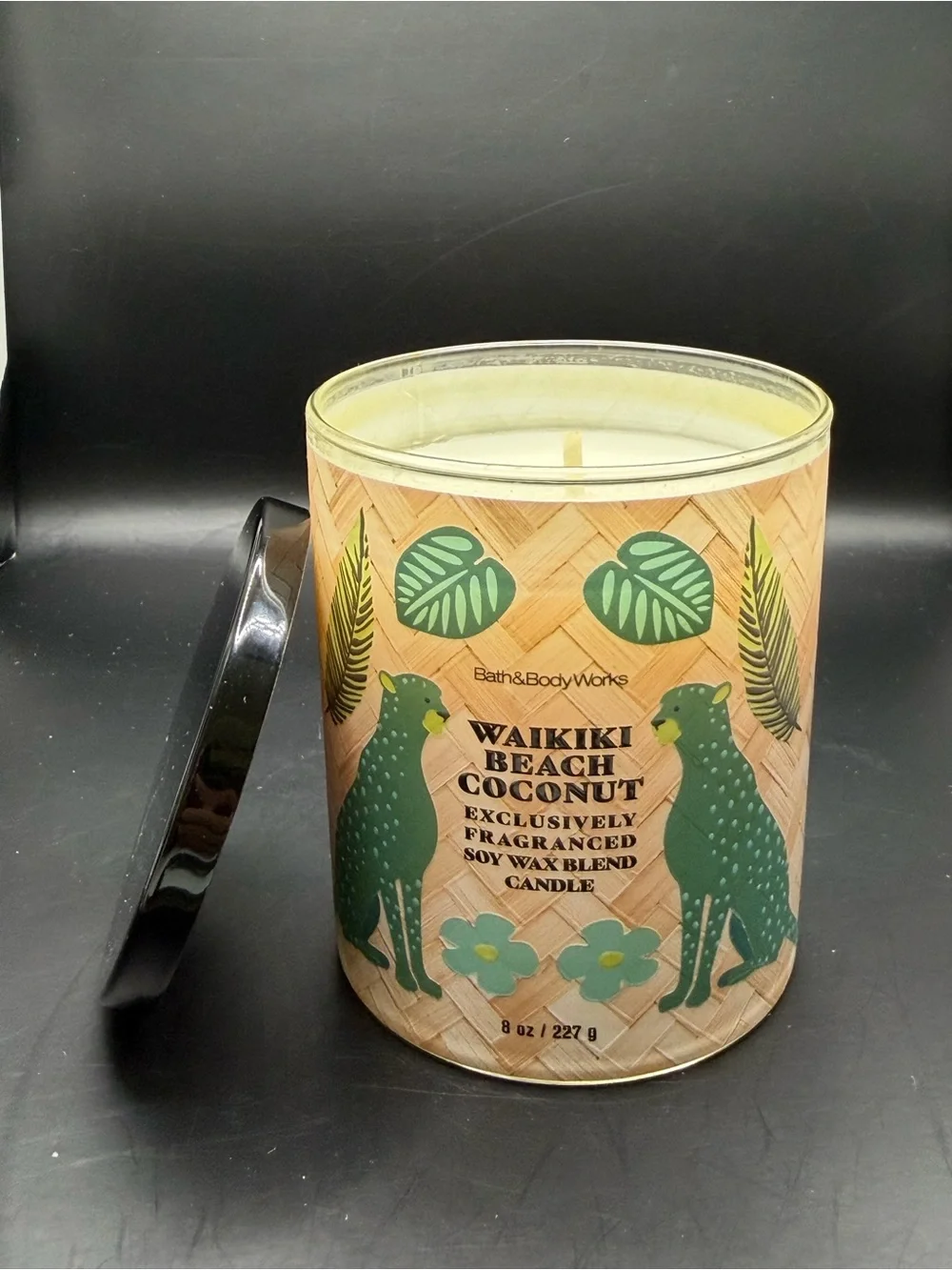 Bath & Body Works “Waikiki Beach Coconut” 8 OZ Candle - Green & Beige